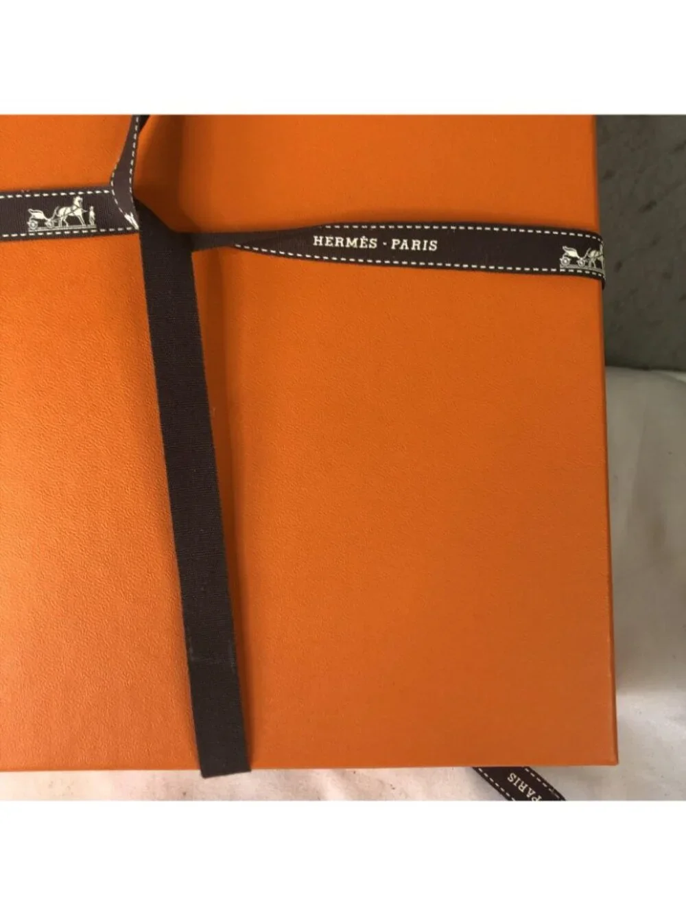 Hermes Dust Bag Womens One Size Orange Herringbone Logo Box Ribbon Storage